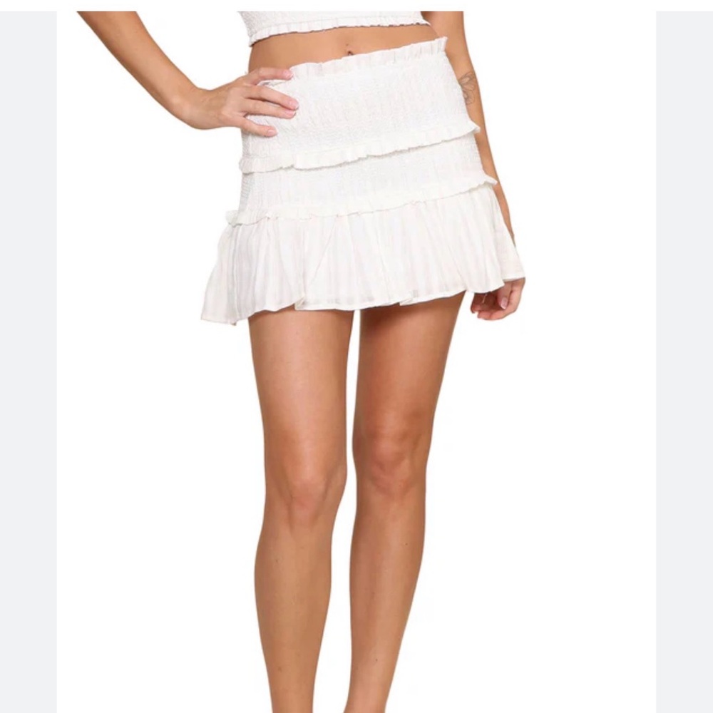 White Ruffled Mini Skirt